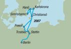 Karte: Reiseroute Stettin-Karskrona-Simrishamn 2007